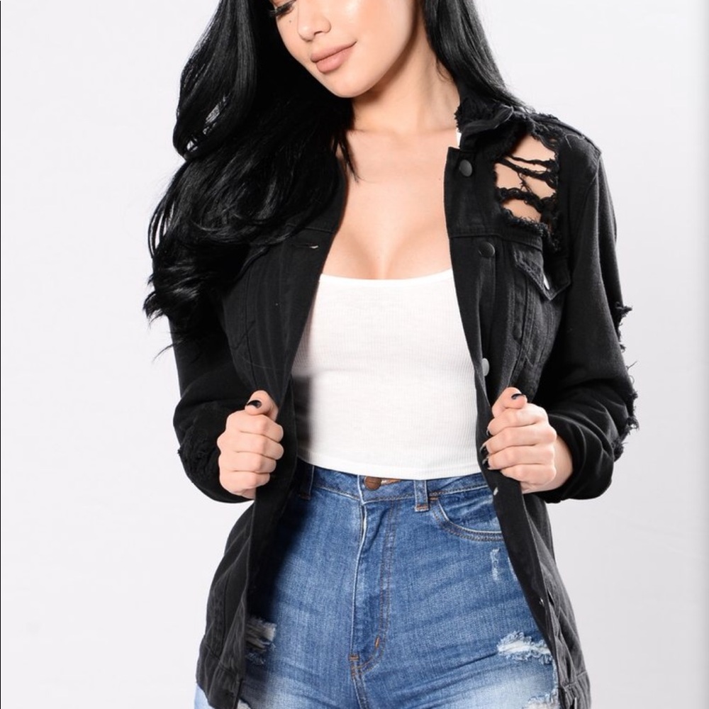 Distressed Black Jean Jacket